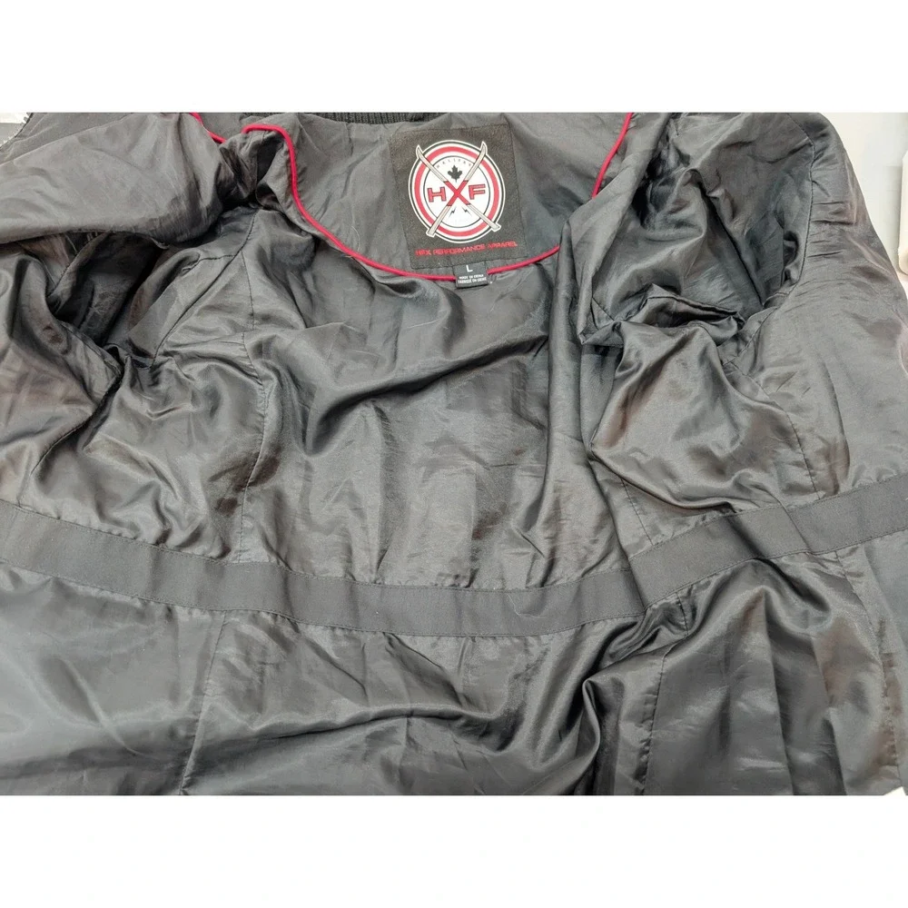 HFX Performance Men's Black Puffer Jacket Size L Wind Resistant Outdoor Full Zip